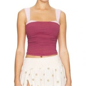 Free People 2 Tone Cropped Tank in Wild Ginger Combo Cotton Sz Medium